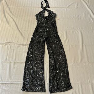 Elegant Black Sequin Jumpsuit